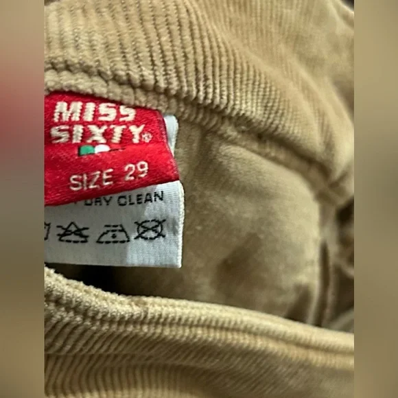 Miss Sixty VTG Women’s Corduroy Beige Cargo w Zipper Flared Legs 29